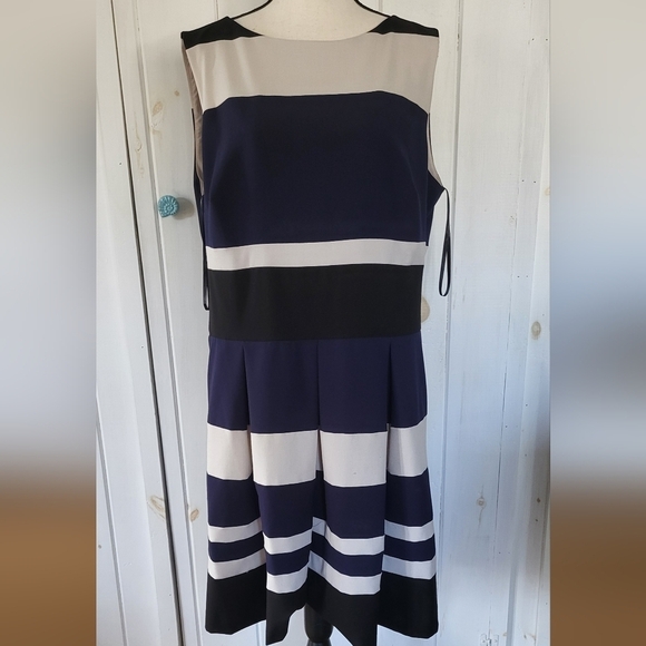 Ralph Lauren Color Block Striped Drop Waist Sleeveless Dress - Picture 2 of 11